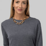 Elodie Layered Crewneck Knit in Grey - Saint Art
