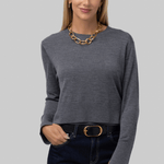 Elodie Layered Crewneck Knit in Grey - Saint Art