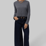 Elodie Layered Crewneck Knit in Grey - Saint Art