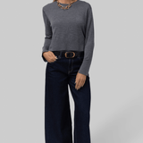 Elodie Layered Crewneck Knit in Grey - Saint Art