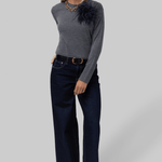 Elodie Layered Crewneck Knit in Grey - Saint Art