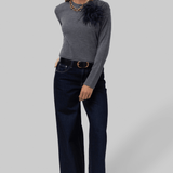 Elodie Layered Crewneck Knit in Grey - Saint Art