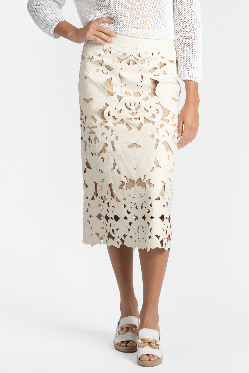 Embroidery Vegan Leather Skirt - Forte Forte