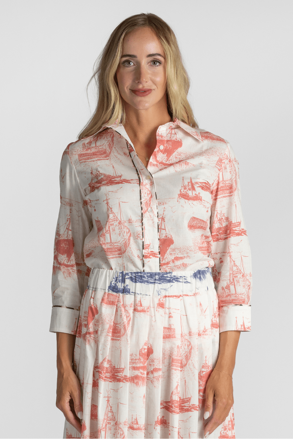 Emmanuelle Cotton Boat Print Shirt - La Prestic Ouiston