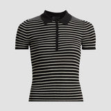 Fenna Striped Silk Polo Shirt - Nili Lotan