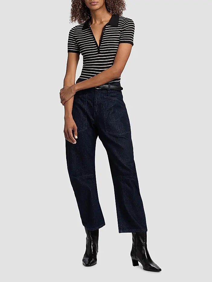 Fenna Striped Silk Polo Shirt - Nili Lotan