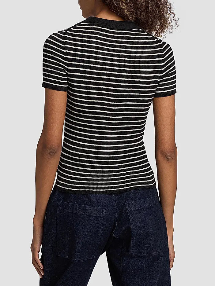 Fenna Striped Silk Polo Shirt - Nili Lotan