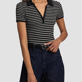 Fenna Striped Silk Polo Shirt - Nili Lotan