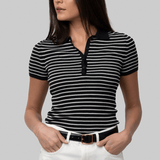 Fenna Striped Silk Polo Shirt - Nili Lotan