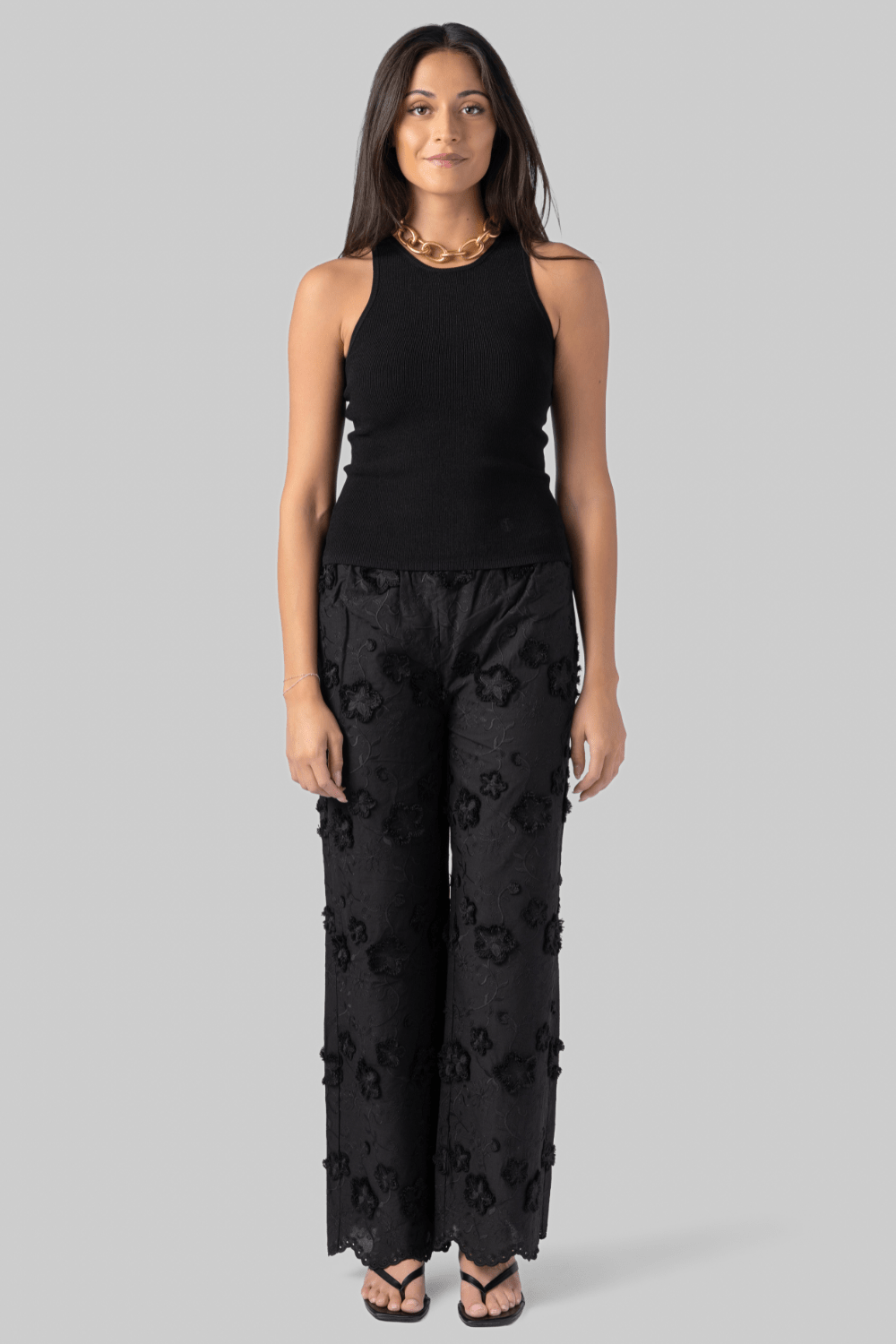 Fleur Cotton Pant in Black - The Garment