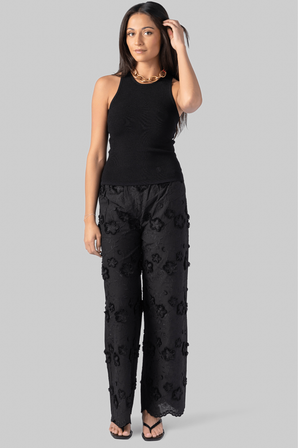Fleur Cotton Pant in Black - The Garment