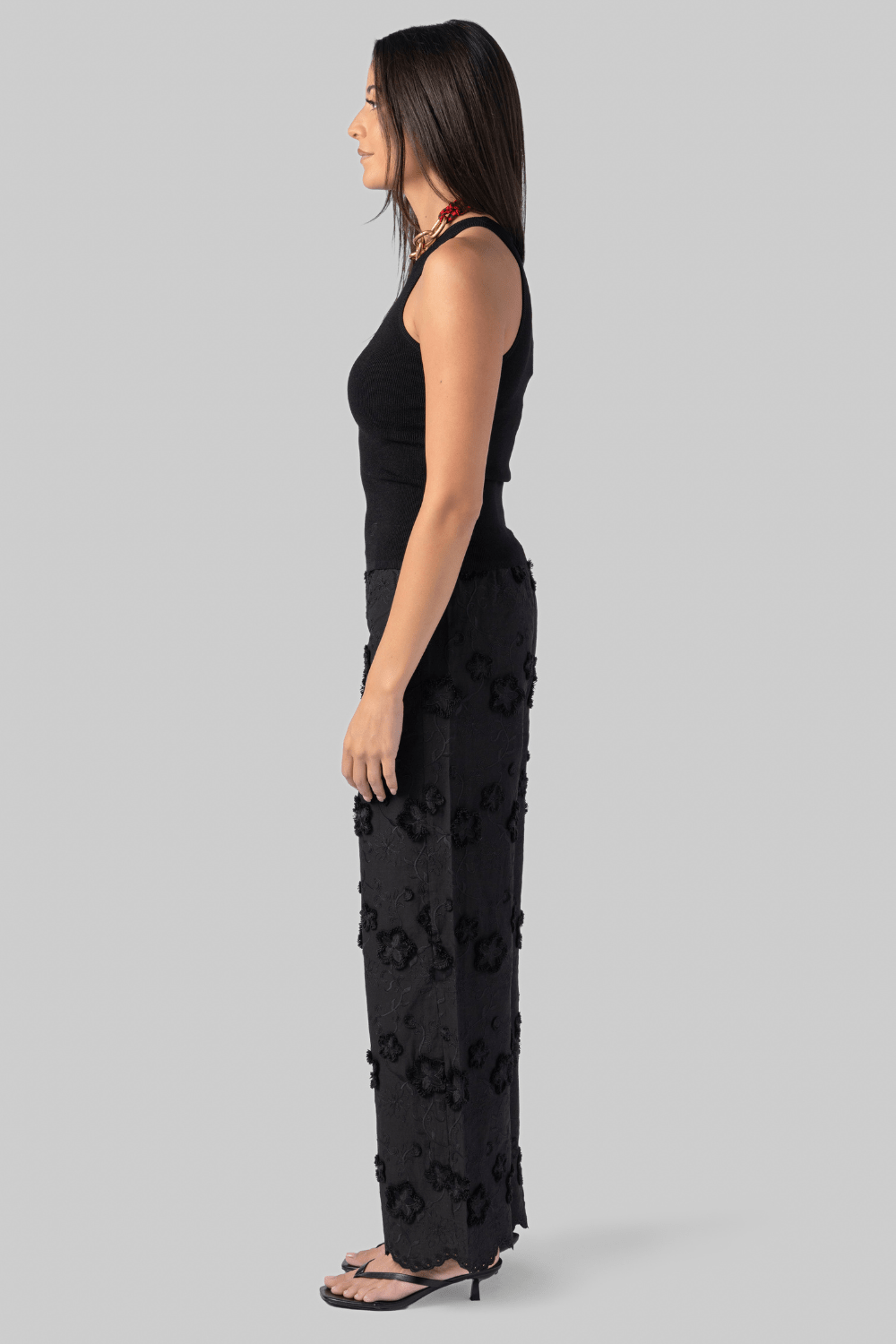 Fleur Cotton Pant in Black - The Garment