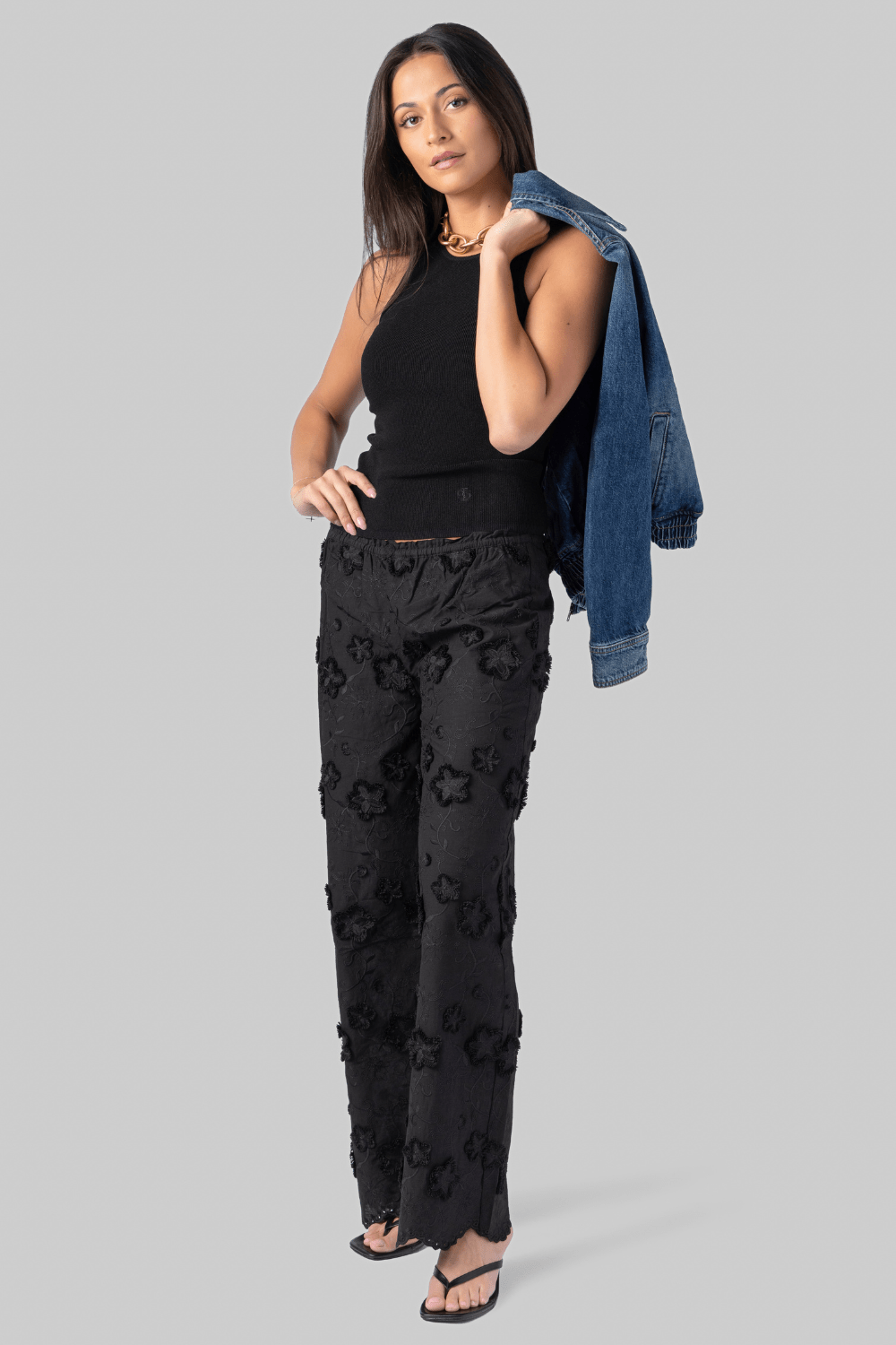 Fleur Cotton Pant in Black - The Garment