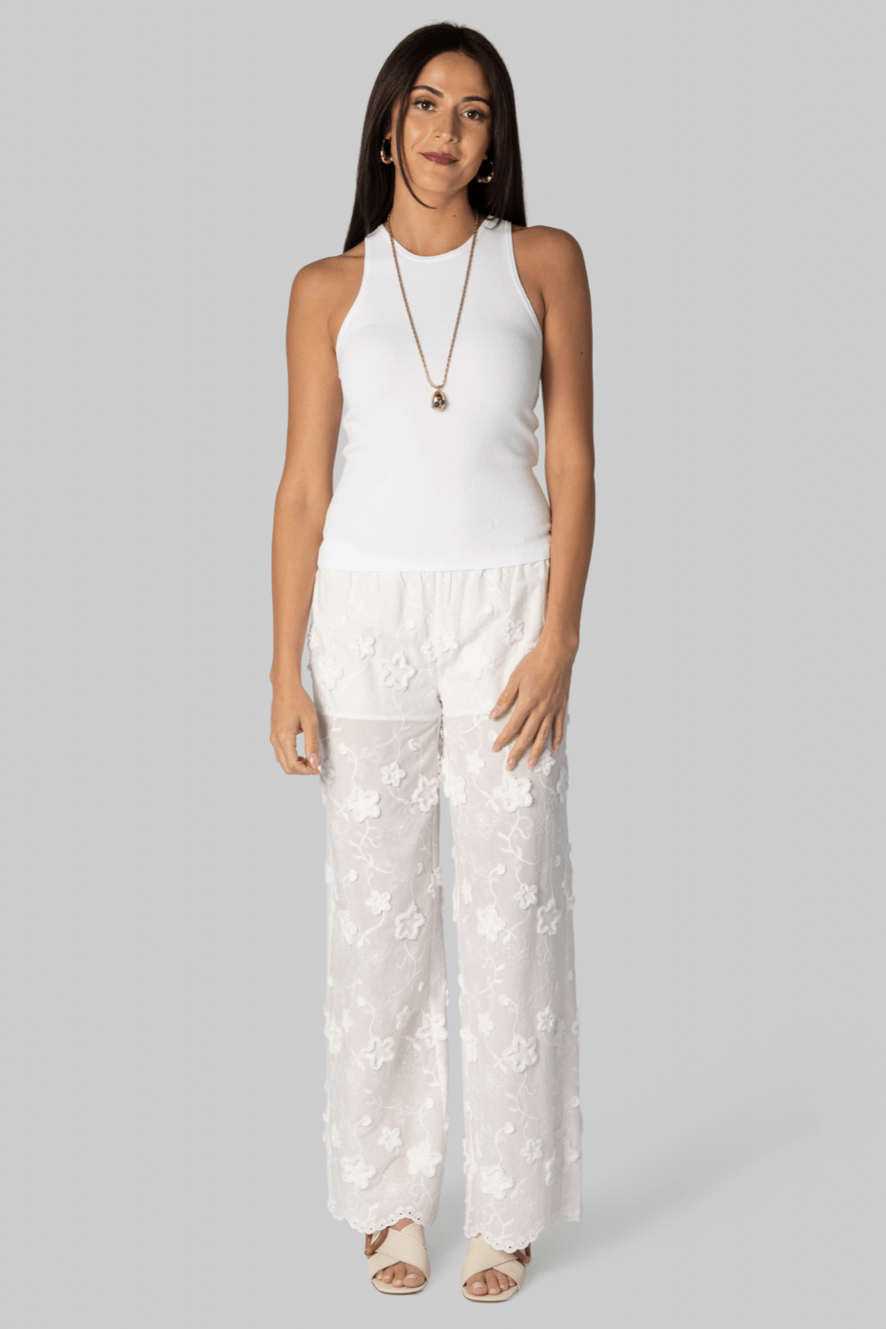 Fleur Cotton Pant in White - The Garment