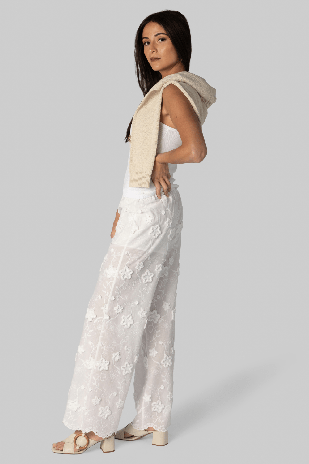 Fleur Cotton Pant in White - The Garment