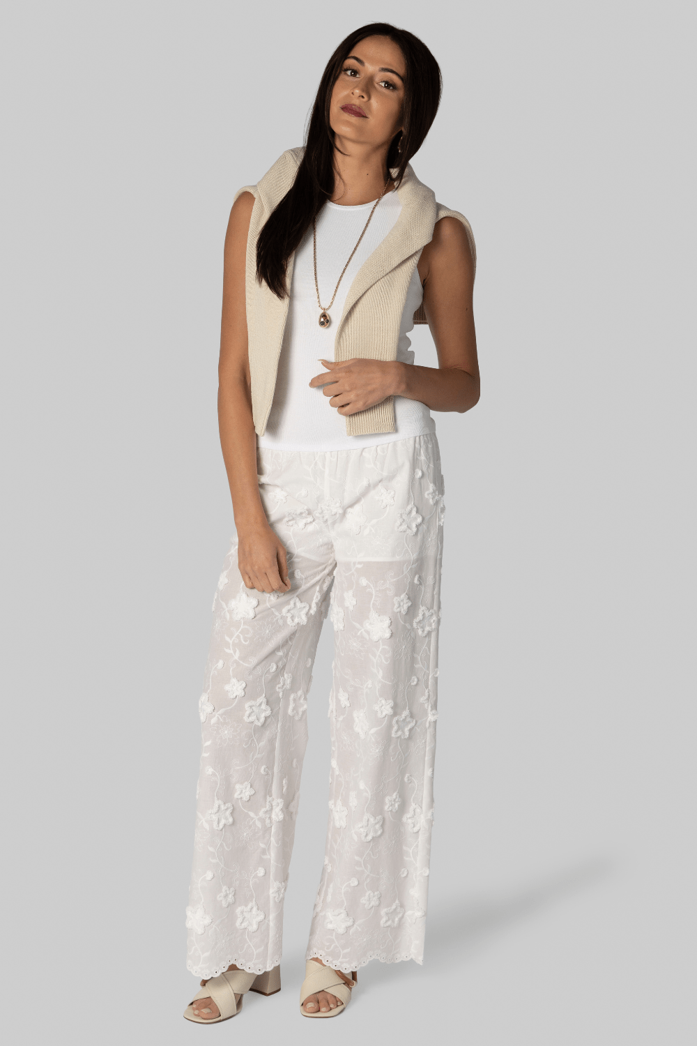 Fleur Cotton Pant in White - The Garment