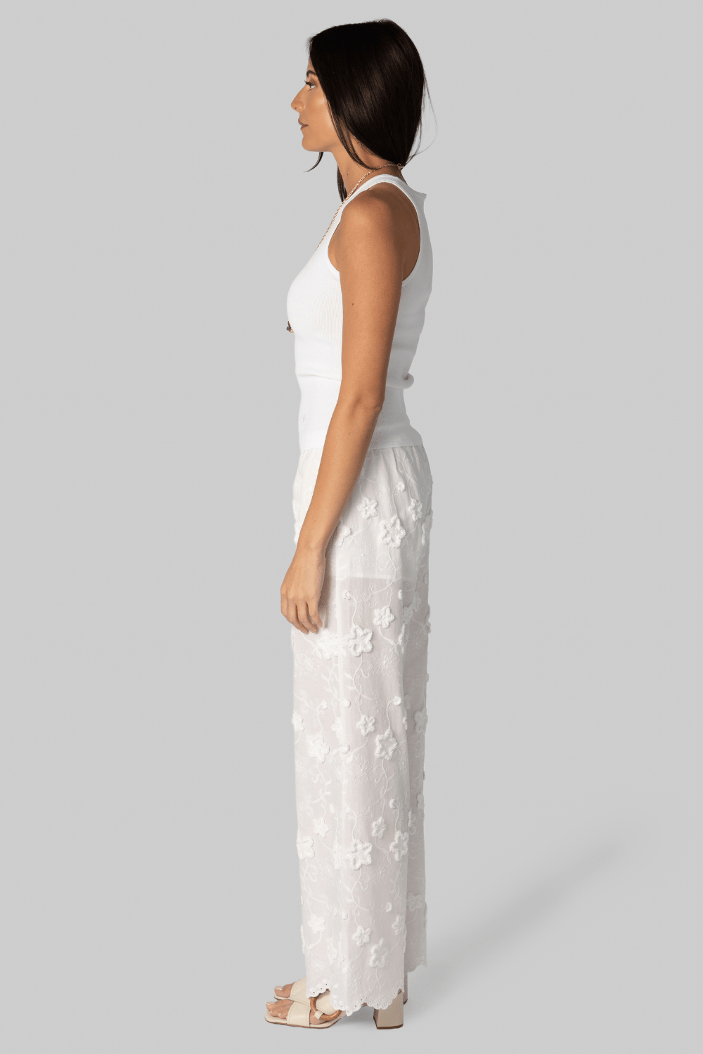 Fleur Cotton Pant in White - The Garment
