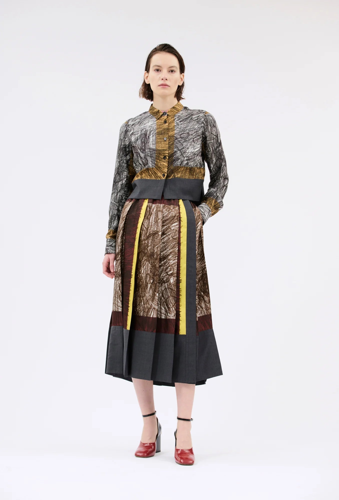 Foulard Scribbles Pleated Skirt - Odeeh