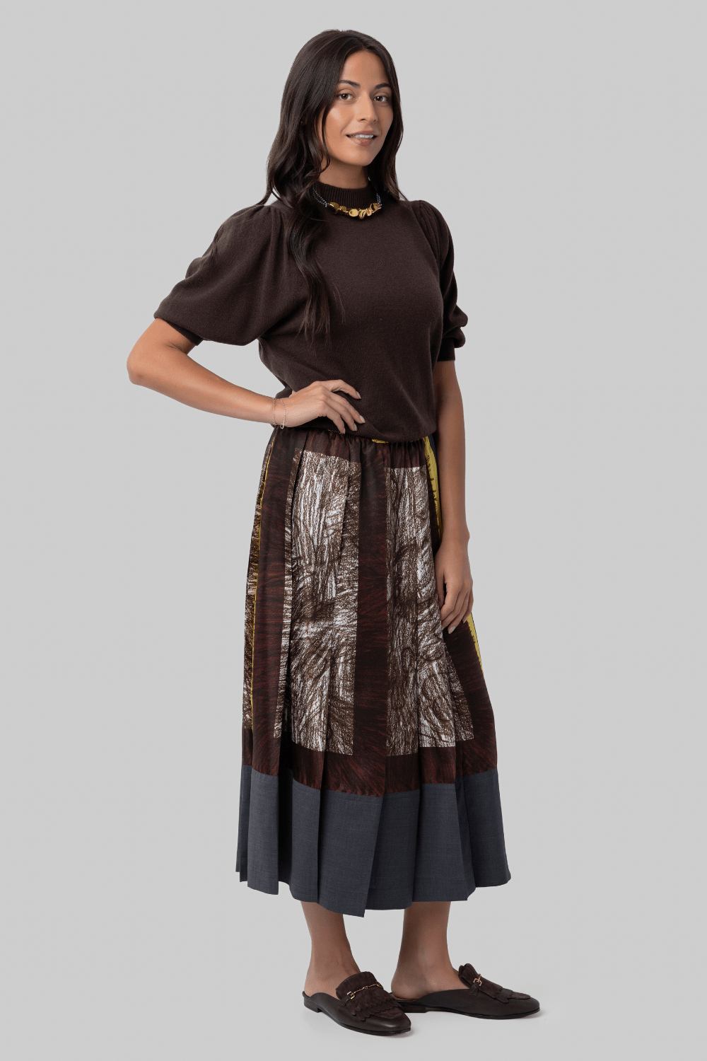 Foulard Scribbles Pleated Skirt - Odeeh