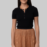 Francene Silk Blend Tee Black - Nili Lotan