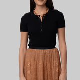 Francene Silk Blend Tee Black - Nili Lotan