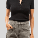 Francene Silk Blend Tee Black - Nili Lotan