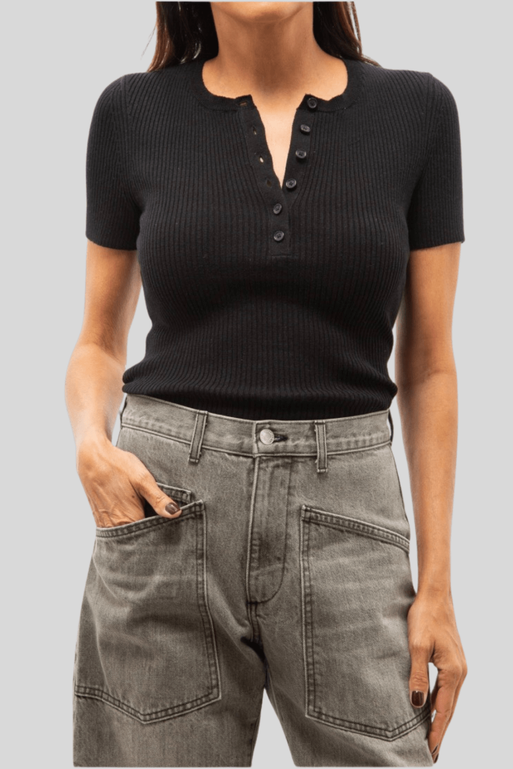 Francene Silk Blend Tee Black - Nili Lotan