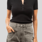 Francene Silk Blend Tee Black - Nili Lotan