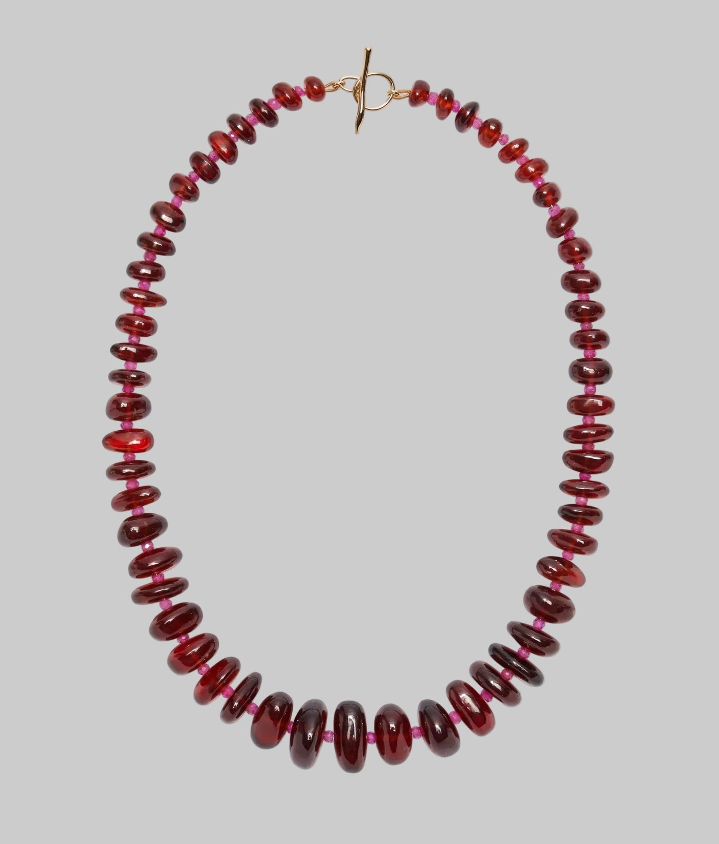 Garnet & Pink Sapphire 14k Gold Necklace - Lizzie Fortunato
