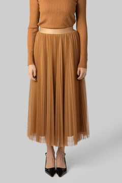 Gold Tulle Pleated Skirt - Forte Forte