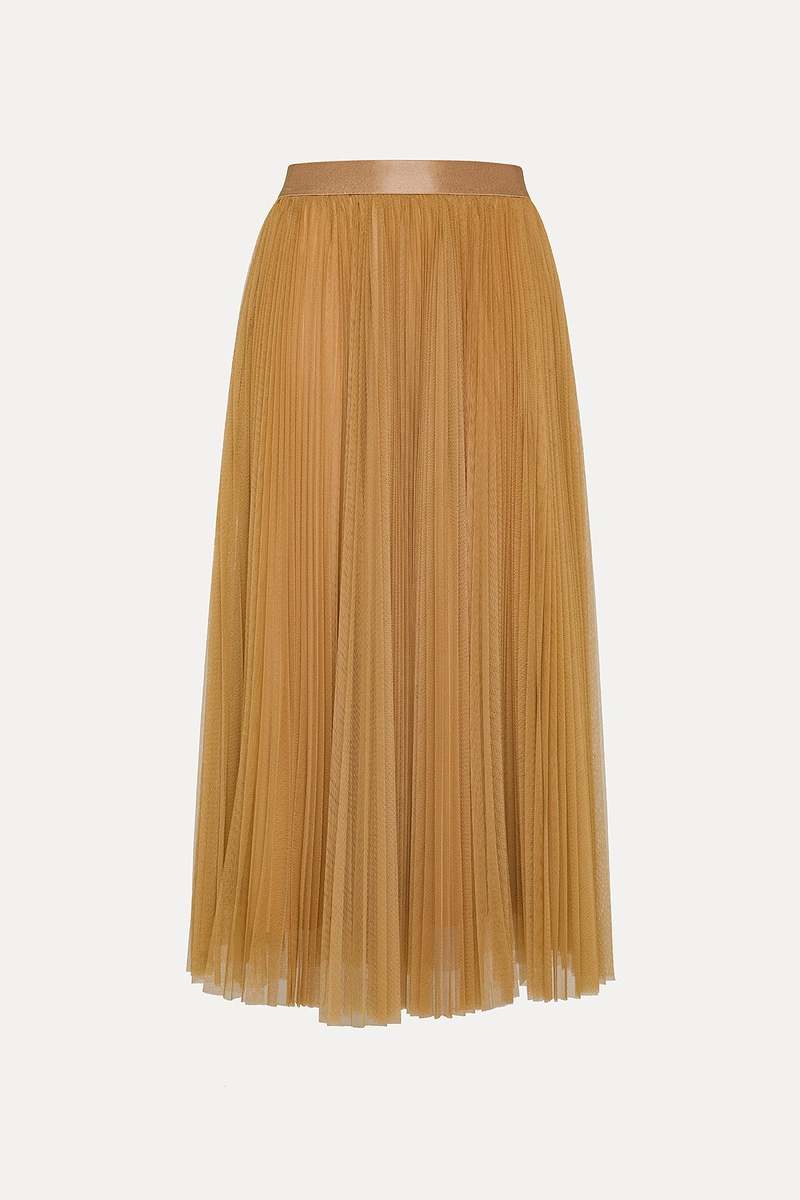 Gold Tulle Soleil Pliss Skirt - Forte Forte