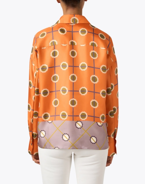 Orange Print Silk Blouse - The Posh Peacock