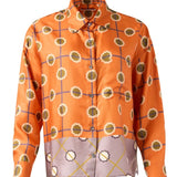 Orange Print Silk Blouse