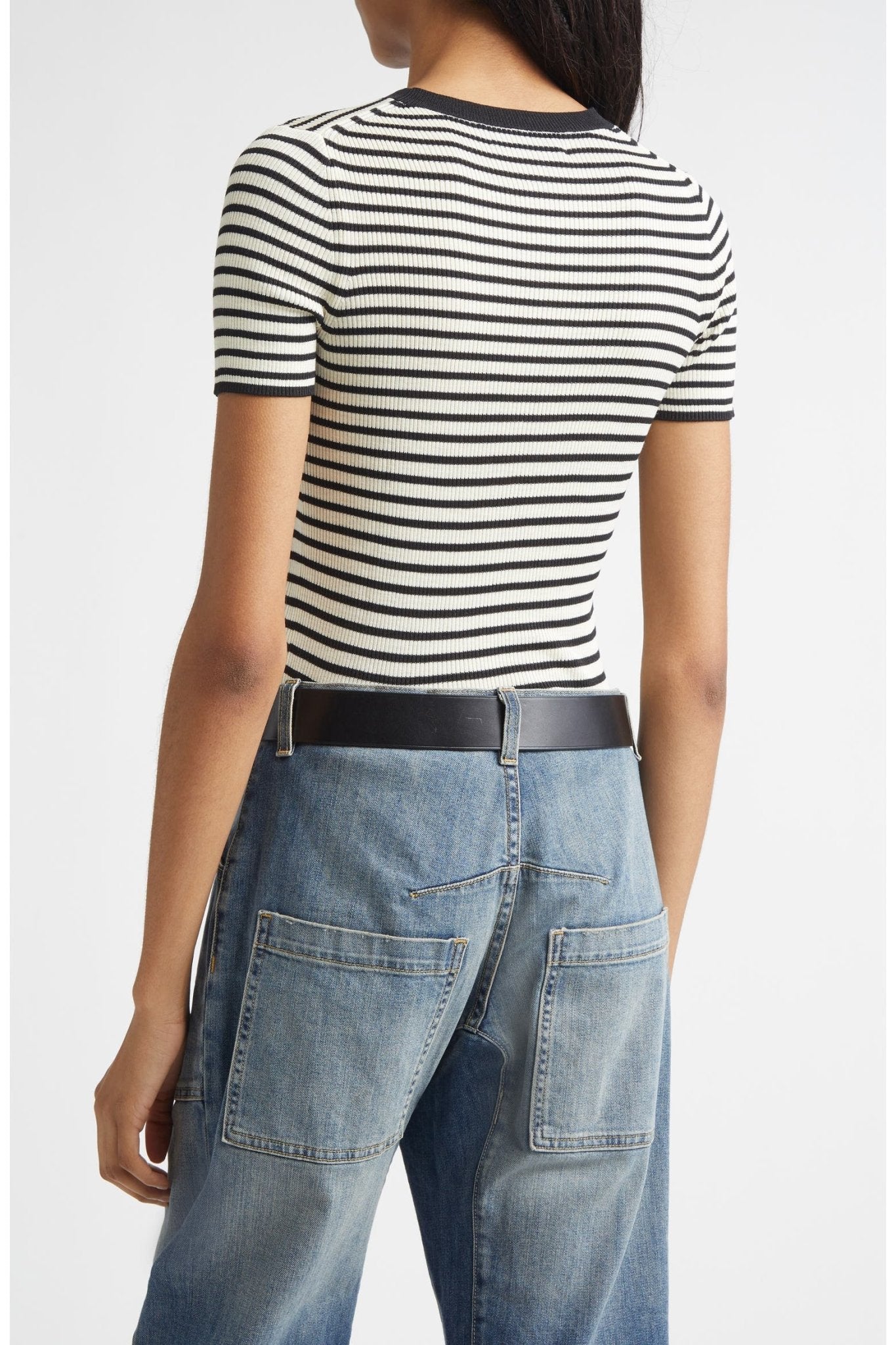 Hettie Stripe Silk T-Shirt - Nili Lotan