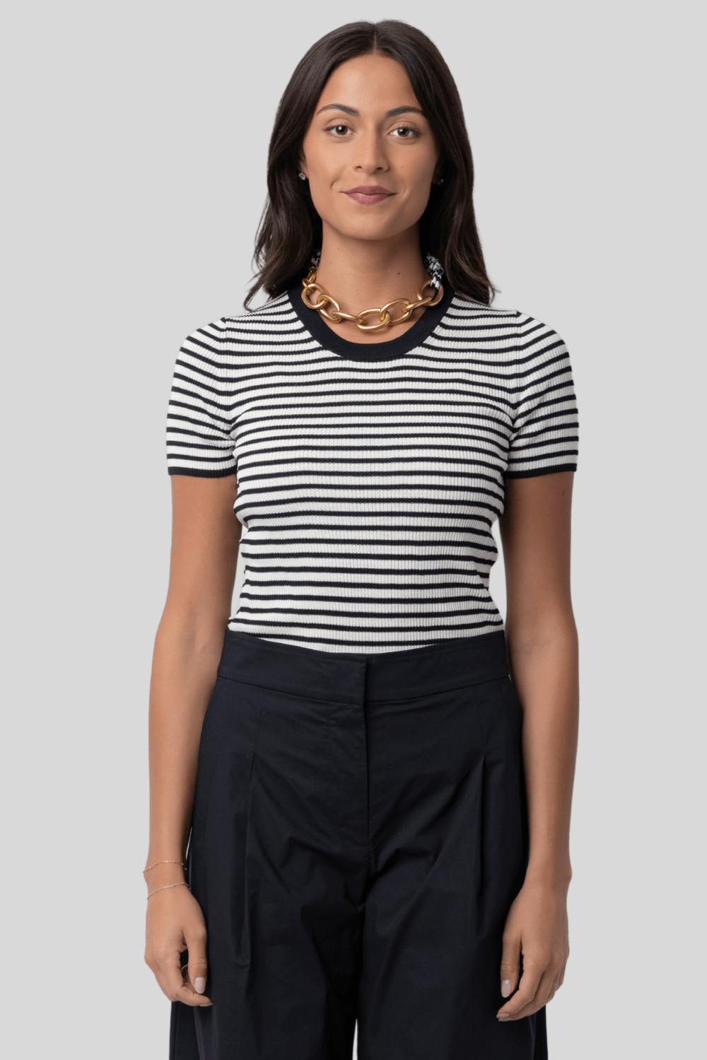 Hettie Stripe Silk T-Shirt - Nili Lotan