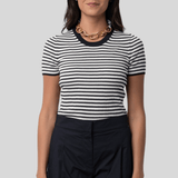 Hettie Stripe Silk T-Shirt - Nili Lotan