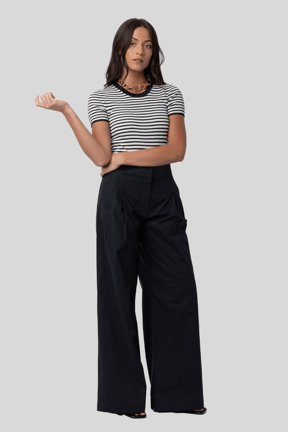 Hettie Stripe Silk T-Shirt - Nili Lotan