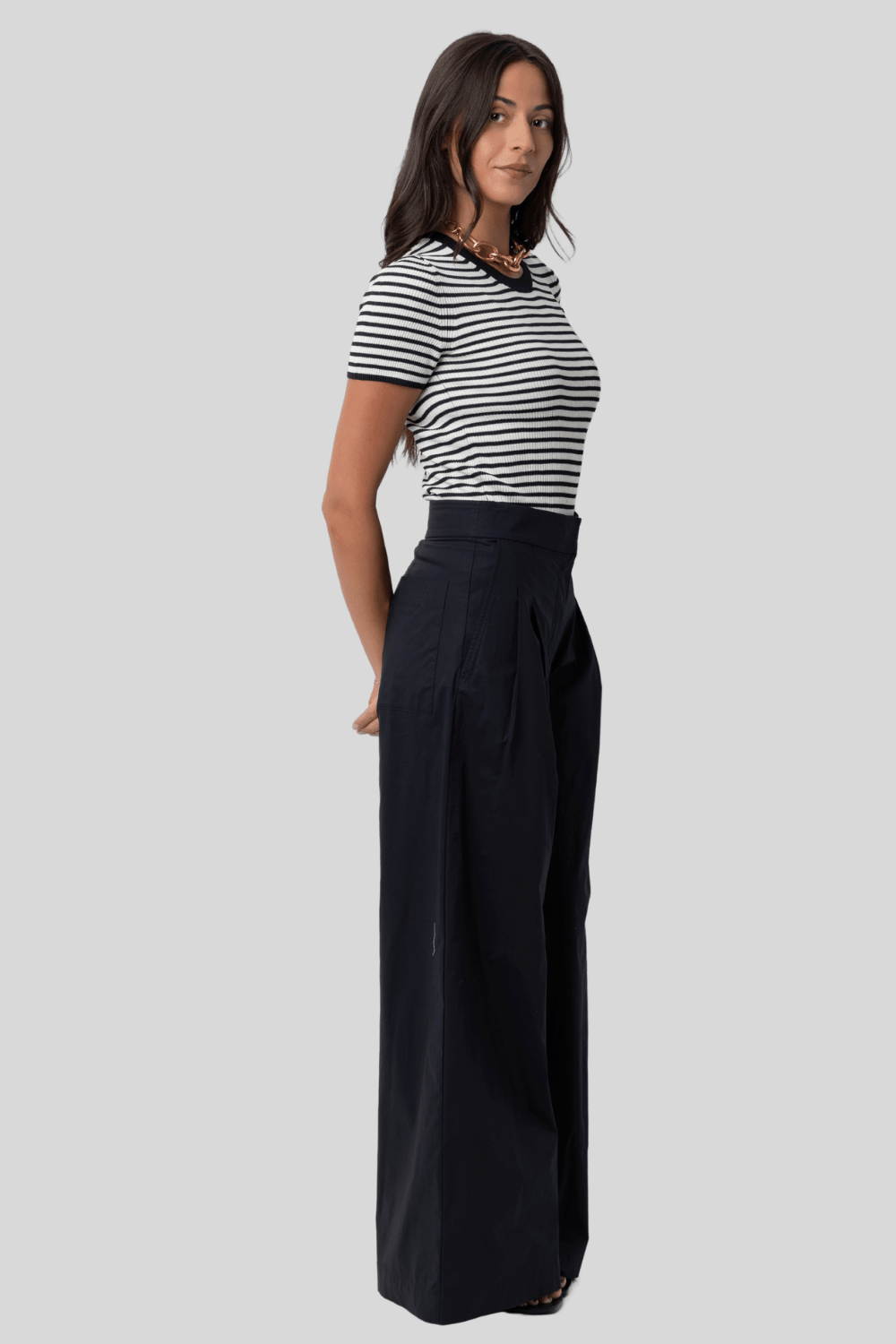 Hettie Stripe Silk T-Shirt - Nili Lotan