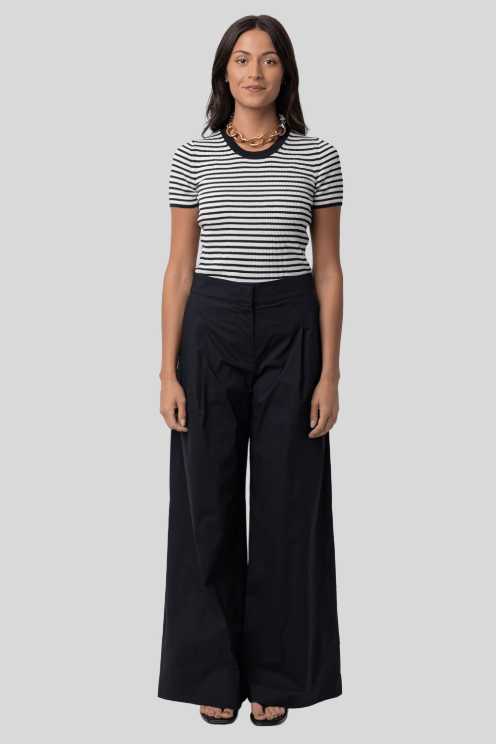 Hettie Stripe Silk T-Shirt - Nili Lotan