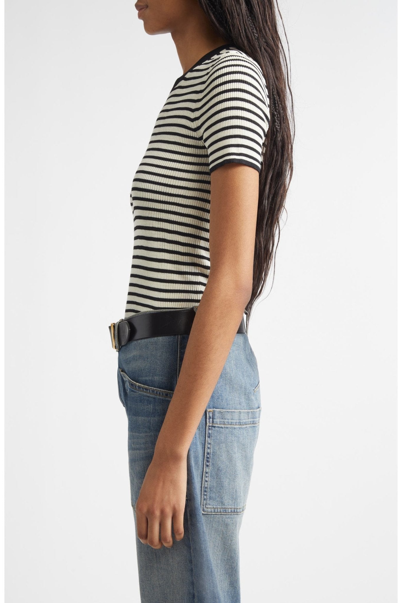 Hettie Stripe Silk T-Shirt - Nili Lotan