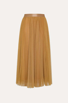 Gold Tulle Soleil Pliss Skirt