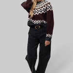 Isaline Fair Isle Sweater Burgundy - Nili Lotan