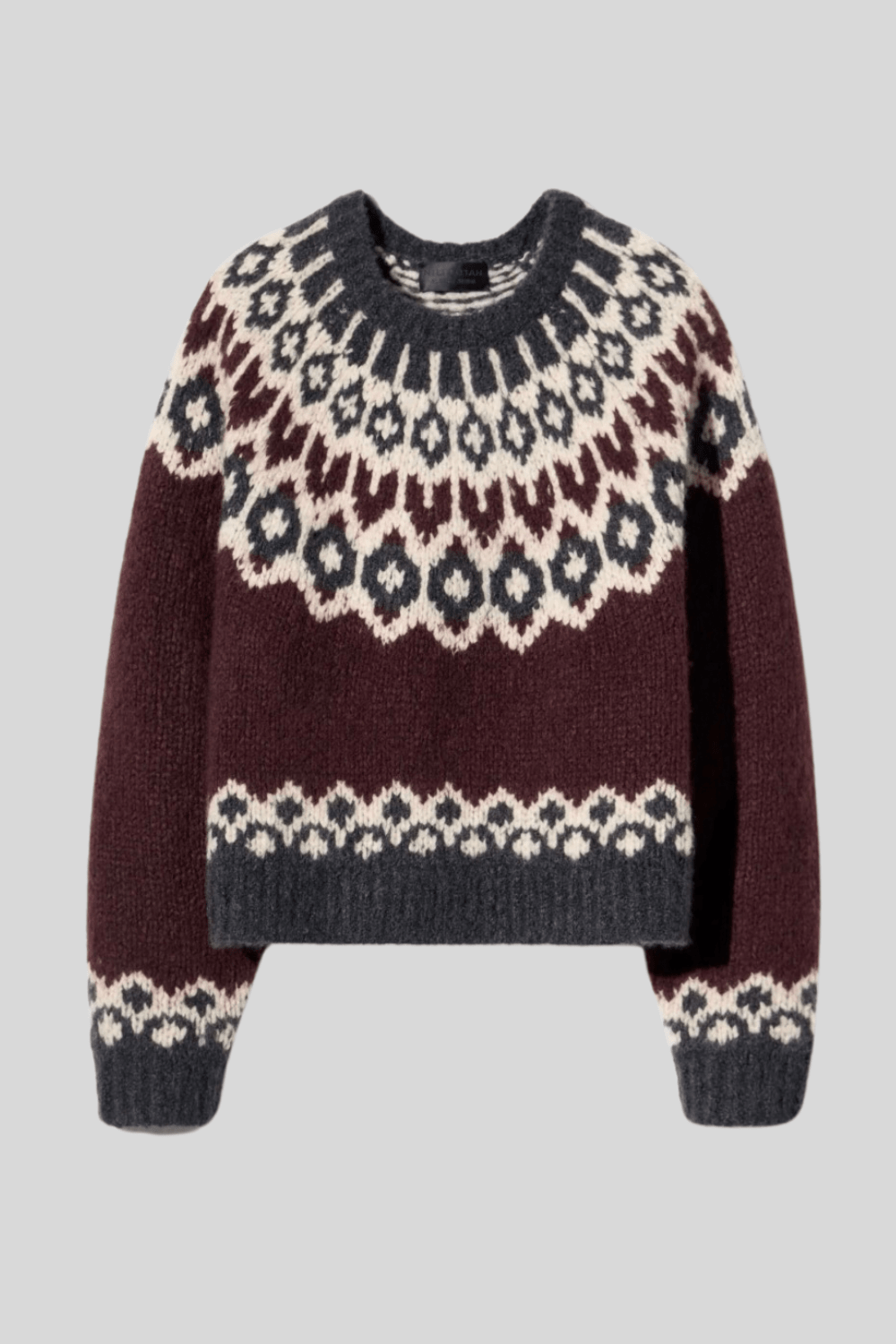 Isaline Fair Isle Sweater Burgundy - Nili Lotan