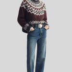 Isaline Fair Isle Sweater Burgundy - Nili Lotan
