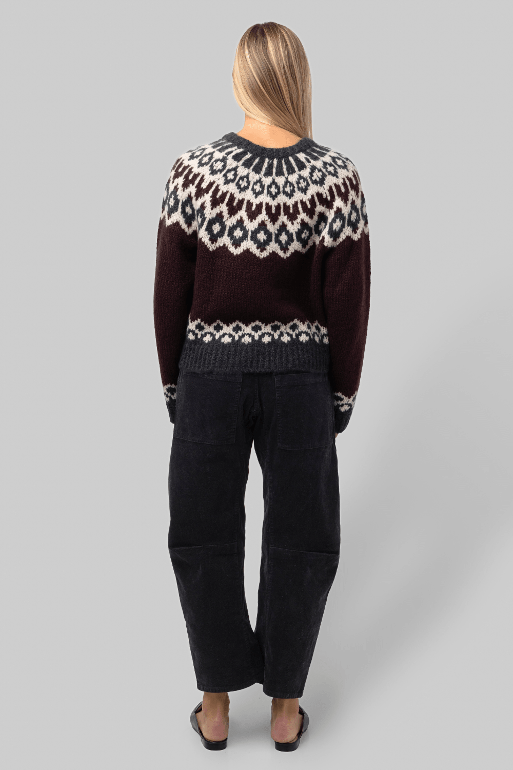 Isaline Fair Isle Sweater Burgundy - Nili Lotan