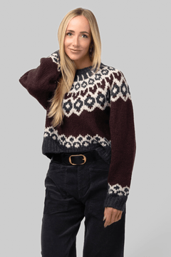 Isaline Fair Isle Sweater Burgundy - Nili Lotan