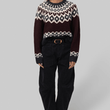 Isaline Fair Isle Sweater Burgundy - Nili Lotan