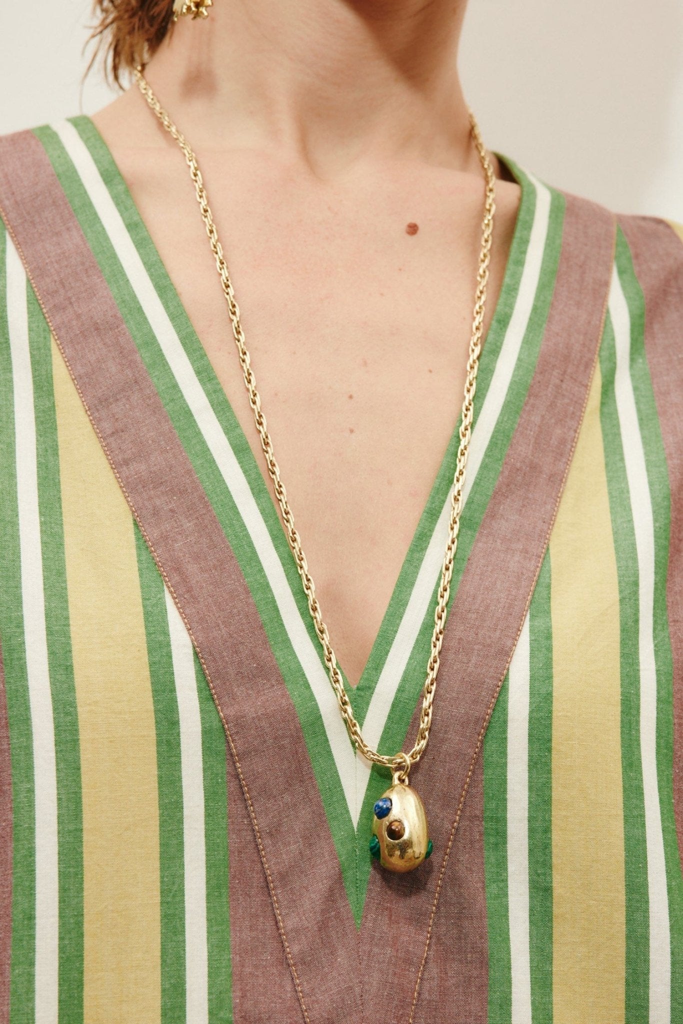 Jem Rainbow Stone Egg Pendant - Alemais