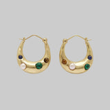 Jem Rainbow Stone Hoop Earrings - Alemais