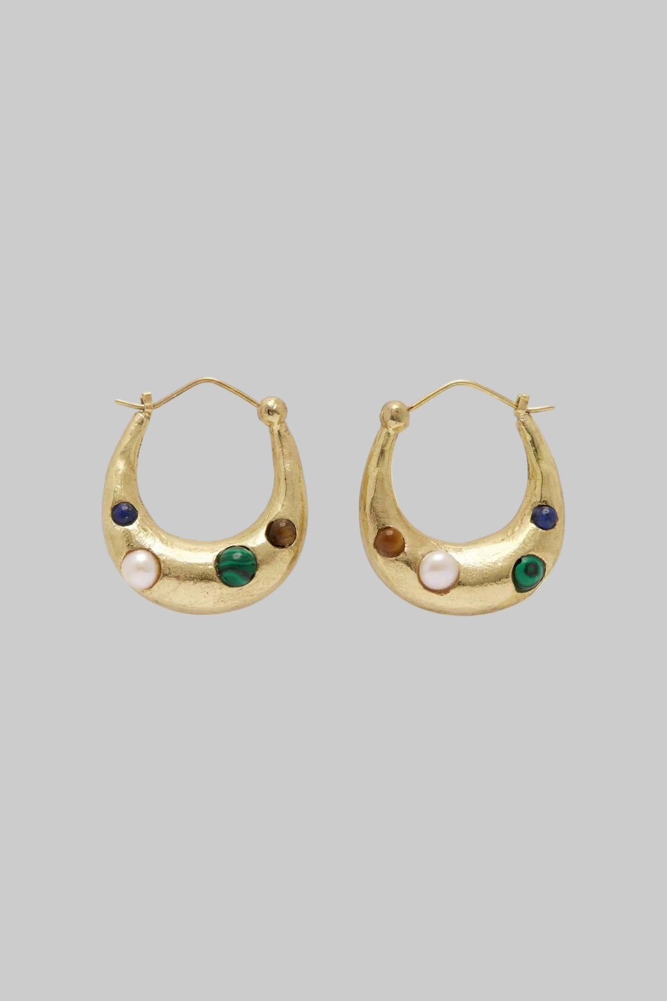 Jem Rainbow Stone Hoop Earrings - Alemais